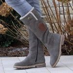 Onsoyours Bottines Femme Plates Hiver Chaussure Fourrées Chaudes Longue Botte avec Zipper Daim Bottines de Neige Cheville Botte Randonnée Boots A Gris 36 EU : Amazon.fr: Mode