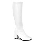 Botte blanc mat femme talon carré spéciale mollet large grande taille du 35 au 46