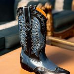 Western Bottes Daim Botte Cowboy Western Homme – Daim Rétro, Bout Pointu, Mi mollet, Talon Bas épais, Parfaite Pour L'équitation Et Le Quotidien