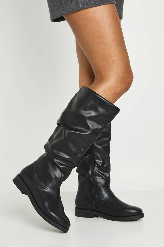 botte-large-mollet-072ldy-1.jpg Black Bottes Hautes Coupe Extra Large Mollet Large Talon Plat | Boohoo FR – Image 1