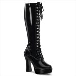 Botte plateforme noire Pleaser talon carré 12 cm femme | T. 36 à 44