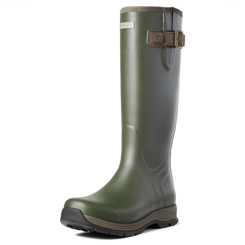 bottes-ariat-552yuv-1.jpg Bottes d'équitation caoutchouc isolées pour homme Burford vertes – Image 1