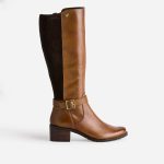 Botte cognac en cuir forme cavalière Eram Femme | ERAM