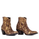 Bottes en cuir doré avec motifs étoile Star Circus gold used cognac Santiags femme