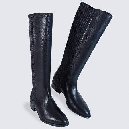 bottes-cuir-noir-femme-408bph.png Botte Moda di Fausto, bottes cavalières femme en cuir noir | Igert Chaussure&Maroquinerie – Image 1