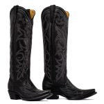 Bottes santiags en cuir noir lisse, surpiqures multicolores Fantasia black Santiags femme