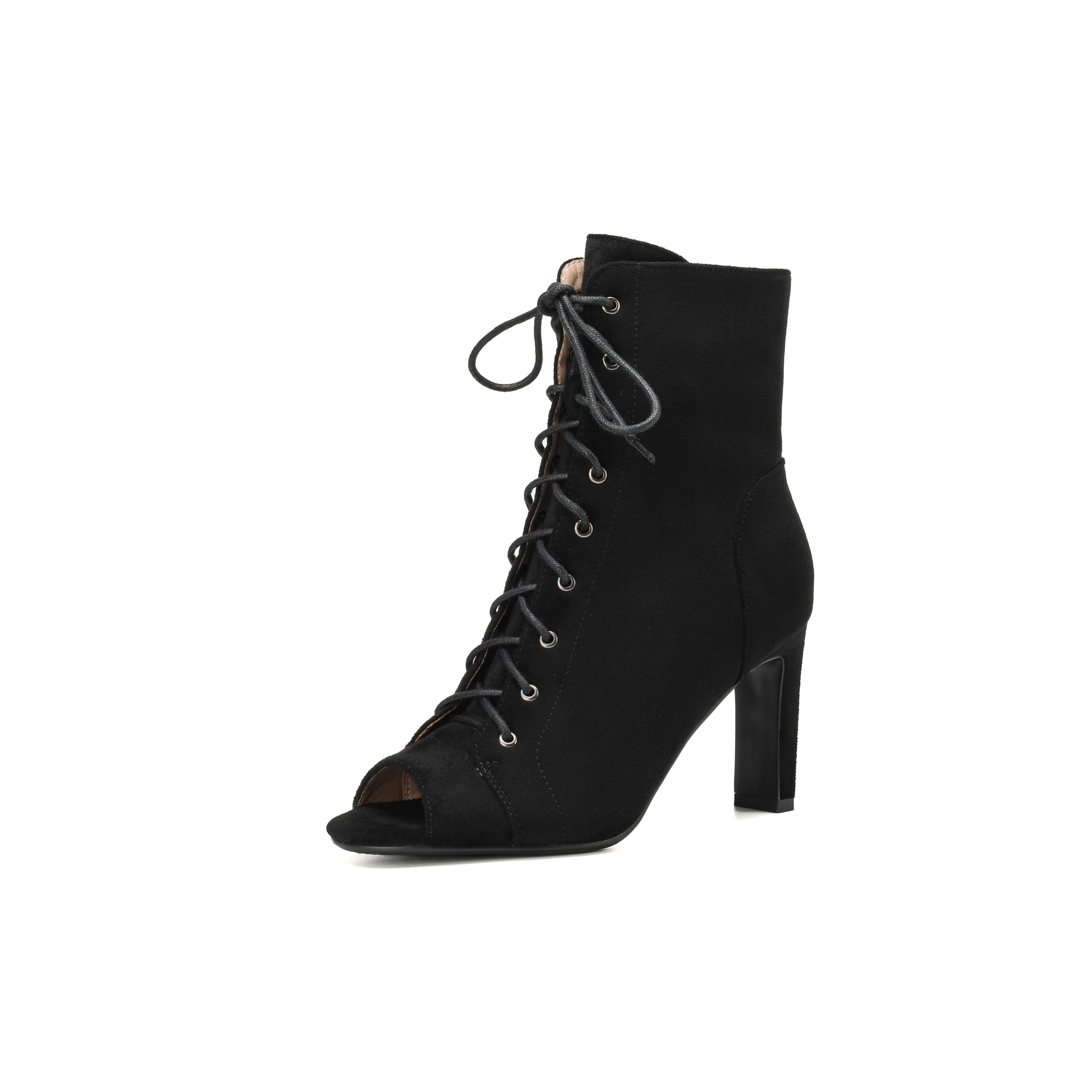 bottes-daim-noir-080gnq-1.jpg Bottes de danse noires à talons épais en daim – HIPPOSEUS – Image 1