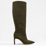 BOTTES EN DAIM KAKI A TALON AIGUILLE COCO KAKI SUEDE