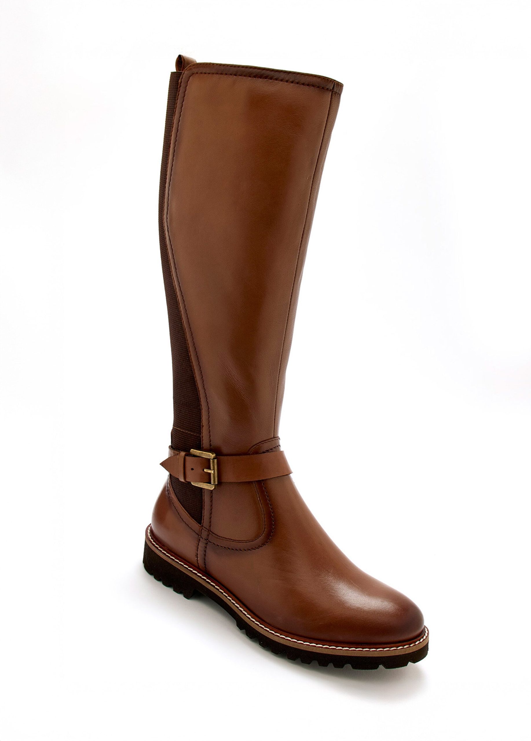 bottes-marron-femme-cuir-862lvc-1.jpg Bottes cavalières en cuir, talon plat Marron | Afibel – Image 1