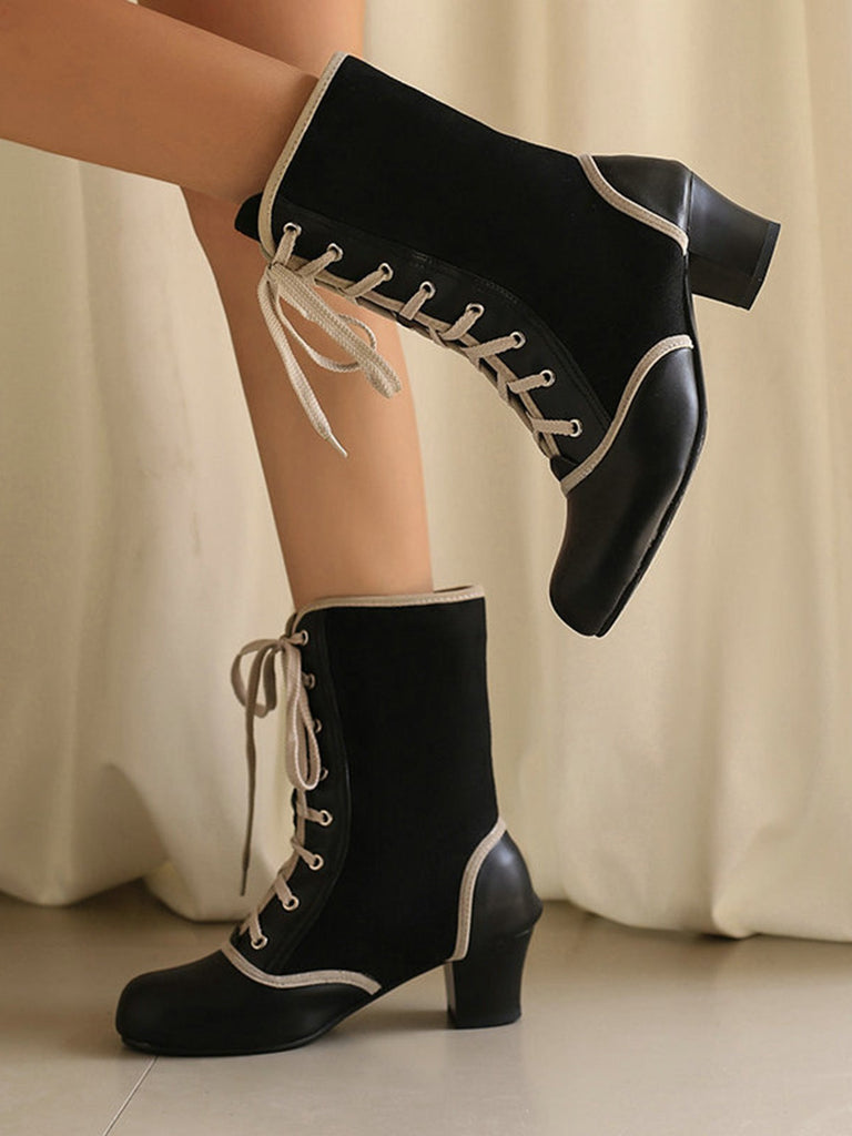 bottes-mi-mollet-191srd-1.jpg Bottes mi mollet vintage à lacets en faux daim et cuir – Retro Stage France – Image 1