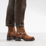 Boots Biker Marron Femme Suede Bottes Femme Biker Bottines Plates Bottines Style Motard