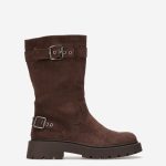 Bottines motard femme en suédine marron – Look rock & chaud