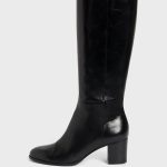 Bottes en cuir noir à talon LIZZIE