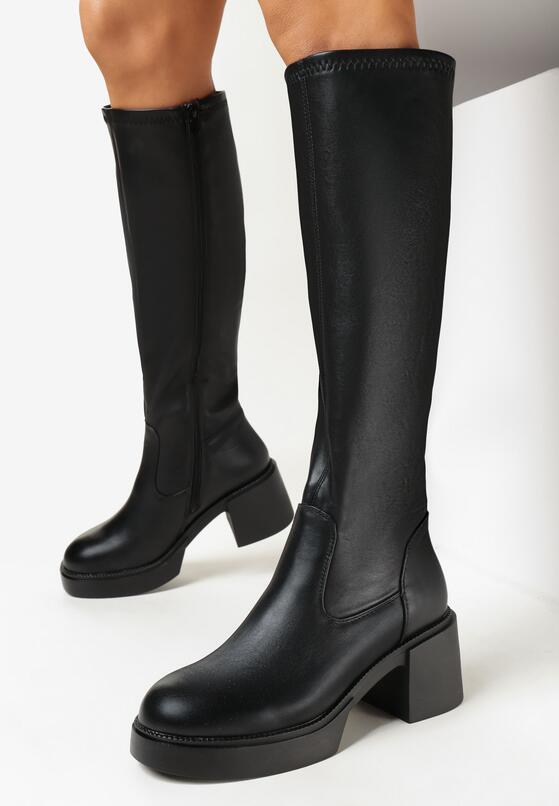 bottes-noires-talons-320icw-1.jpg Bottes plateforme à talons bloc, Noir – Image 1