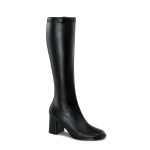 Botte noire mat moulante en stretch pour femme talon carré grande taille du 35 au 46