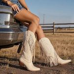 Bottes Longues En Cuir Pour Femme – Style Cowboy Western, Pointues, Talon épais, Confortables Et élégantes Pour Marche Ou Trekking