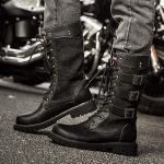 Susenstone Bottes Moto Homme En Cuir Mode Pas Cher Boots à Talon Plates Cavaliere A Lacets De Neige Automne Hiver Chaud Vintage Hautes Chaussure De CavalièRes : Amazon.fr: Mode