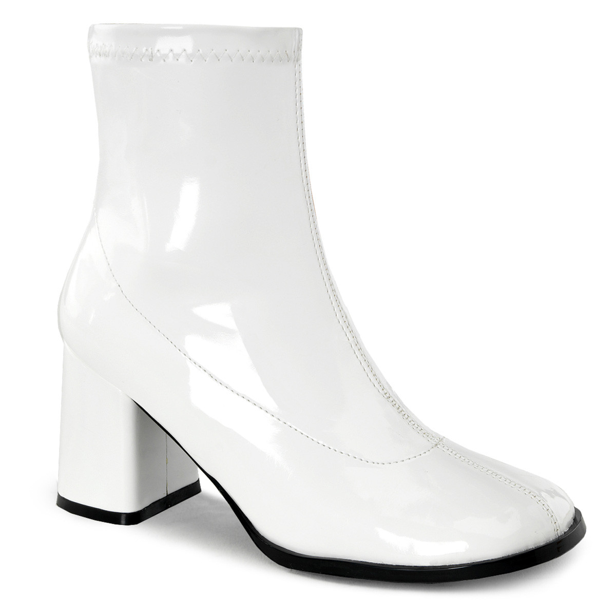 bottines-blanche-259sis-1.jpg Boots / bottines blanches vernies à talon carré pour femme – Image 1