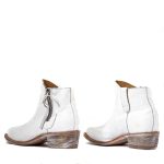 Low boots blanches avec zip et surpiqures western Tasmania white Santiags femme