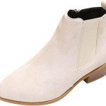 Bottines Chelsea pour femme, daim beige, talon bloc bas, mode couleur unie, bottes courtes en polyuréthane pour femme, taille 39, beige, 37 EU : Amazon.fr: Mode