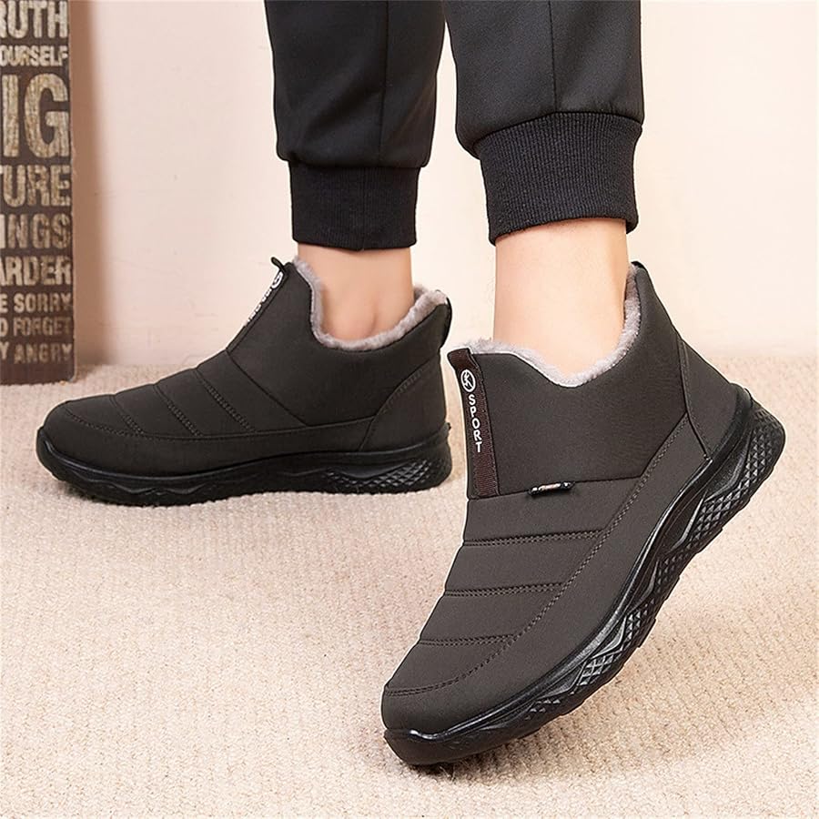 bottines-hiver-homme-494uwq-1.jpg EU 40 Bottines Homme Bottes Hautes Hydrofuges Pour Hommes Chauds D'hiver Chaussures À Fond Plat En Velours Et Neige Bottes Pour Hommes Bottine Hiver Botte Neige Men's Winter Snow Boots Bottes Neige : – Image 1