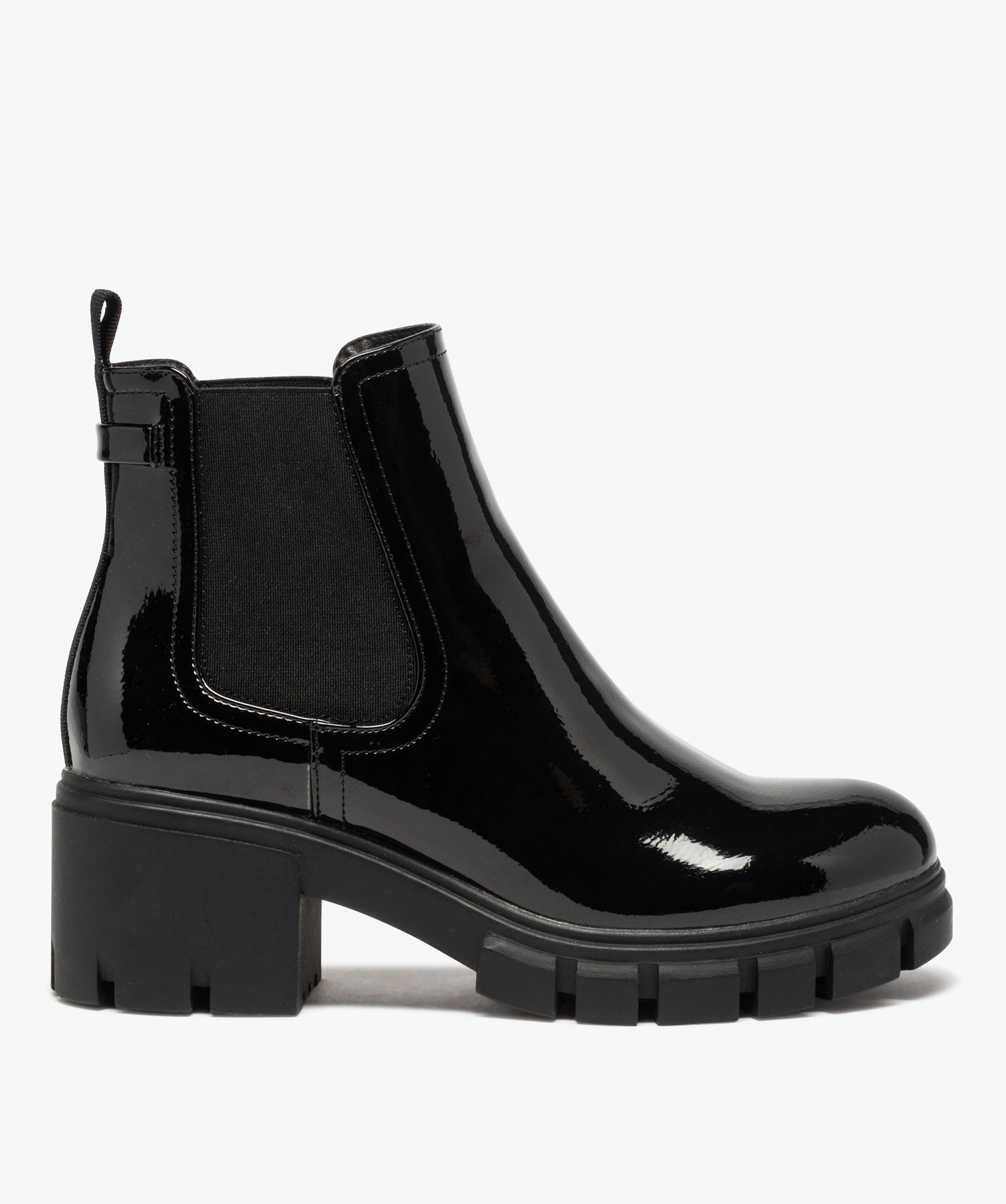 bottines-vernis-814wdf-1.jpg Boots femme vernies à talon carré et semelle crantée dessus verni – Image 1