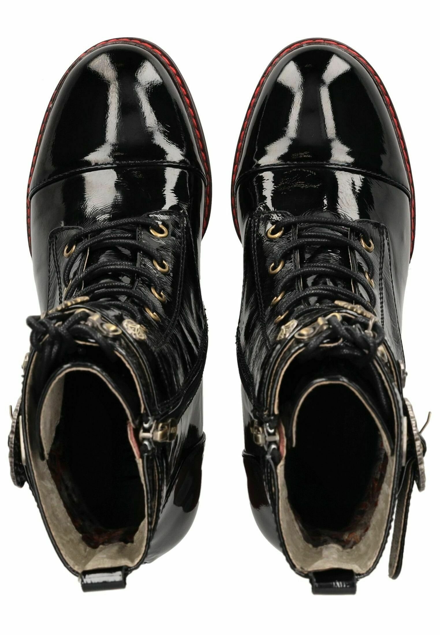 bottines-vernis-noir-femme-958jzz-1.jpg LAURA VITA Bottines à lacets vernis noir/noir métallisé ZALANDO.FR – Image 1