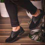 Chaussures femme à lacets Derby cuir et daim noir