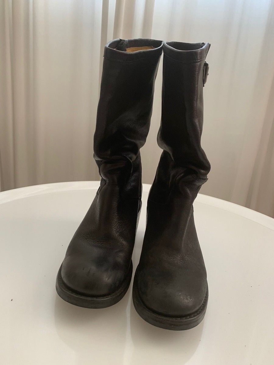 freelance-bottes-077ewh-1.jpg $795 Freelance Paris Women's 38 Black Leather Biker Moto Buckle Boots | eBay – Image 1