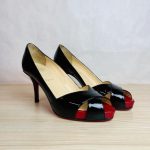Escarpins Louboutin à plateau rouge et noir vernis 38