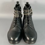 Bottines lacées en cuir noir cloutées, taille 7, MAJE – Sui Generis Designer Consignment