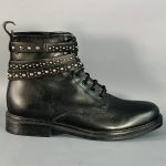 Bottines lacées en cuir noir cloutées, taille 7, MAJE – Sui Generis Designer Consignment