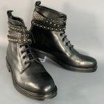 Bottines lacées en cuir noir cloutées, taille 7, MAJE – Sui Generis Designer Consignment