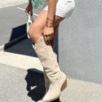 Bottes santiags beige femme brodées GYAL