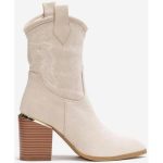 Bottes Santiags mi mollet Style Western, Beige 40