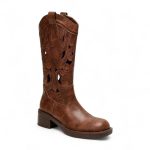 Tia Santiag Femme Marron Mi Mollet avec Ouvertures Tendances – Dione Couture