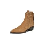 Santiag basse camel Daim Femme Style épuré avec bout pointu